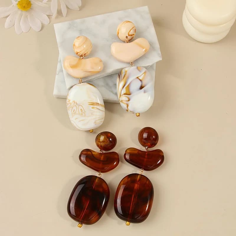 עגילים תלויים וינטג' משרף (Resin)